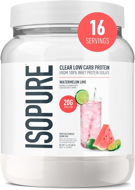 Isopure Clear Whey Isolate Protein Powder, Watermelon Lime 14.1 OZ