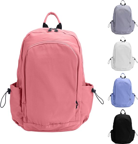 Simple School Backpack,Bookbag Casual Lightweight Travel Rucksack Daypack Backpacks for Men Women College High School Bags backpack for Boys Girls Teens (Pink)