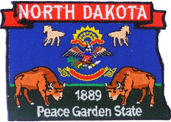 North Dakota State Shaped Map Embroidered Patch, with Iron-On Adhesive