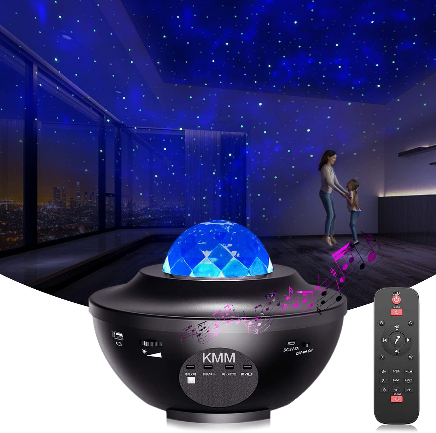 Galaxy Star Projector Night Light - with LED Galaxy Ocean Wave Projector Bluetooth Music Speaker for Baby Bedroom,Game Rooms,Party,Home Theatre,Night Light Ambiance