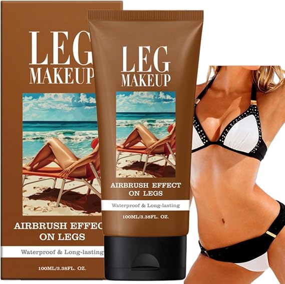 Leg Makeup Waterproof No Transfer,Body Coverage&Leg Foundation Waterproof Full Coverage Concealer,Sweat-Proof Long-Lasting Leg&Body Makeup for Veins Cover Up,Easy Use,Naturally Blends Skin(Deep Brown)