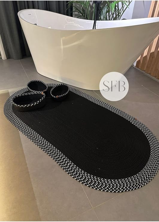 Jüt, Sepetli Banyo, Mutfak, Balkon Paspas takımı, Mutfak Halısı, Banyo Paspası, Yıkanabilir Paspas 100 x 150 üçlü Sepetli