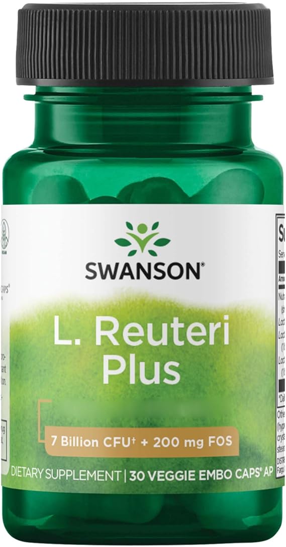 Swanson, L. Reuteri Plus, 7 Billion Bacterial Cultures, 30 Vegan Capsules, SOYA-Free, Gluten-Free, GMO-Free