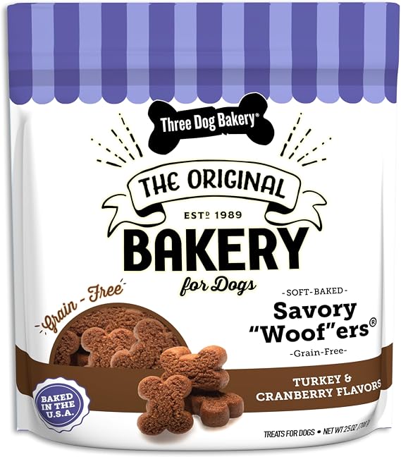 Three Dog Bakery Savory Woofers Soft Baked Dog Treats - 25 oz Bag