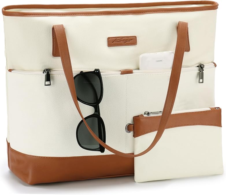 Laptop Bag for Women,Water Resistant 15.6 inch Tote Bag Women Shoulder Bag Large Ladies Handbag Purse Teachers Bag Work Bag with Luggage Sleeve for Office Travel School
