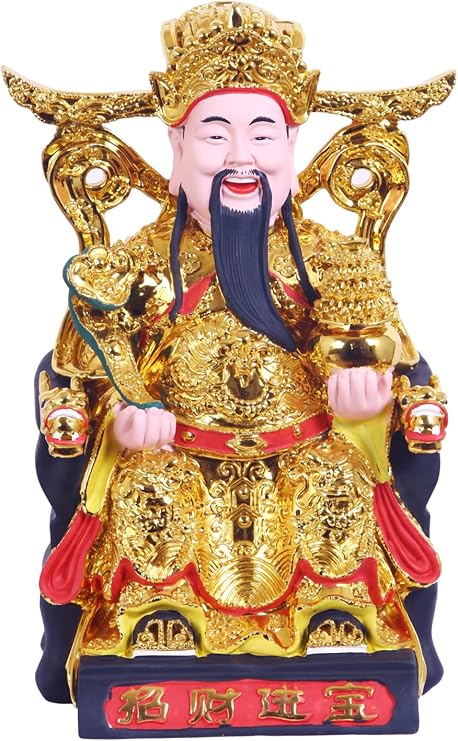 Top Resin CAI Shen Statue - God of Wealth and Fortune, Caishen Figurines & Sculpture, Tsai Shen Yeh - Feng Shui Decor & Gifts for Home, Feng Shui Statue, Chinese Decor & Gifts,Chinese New Year Gift