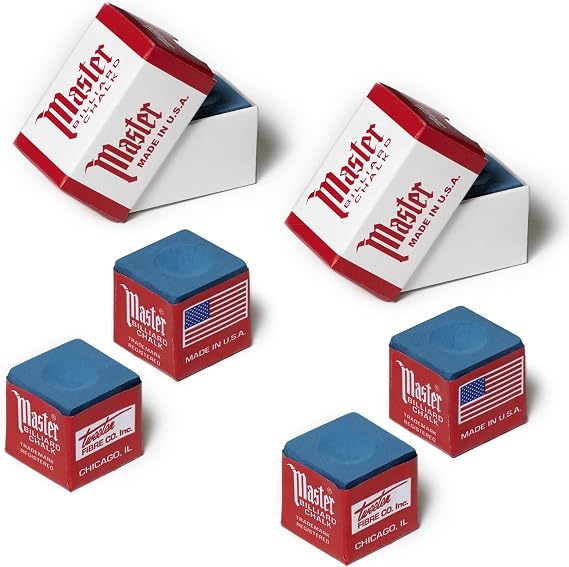 Master Billiard Pool Cue Chalk Premium Quality Blue - 4 pcs - Made in The USA