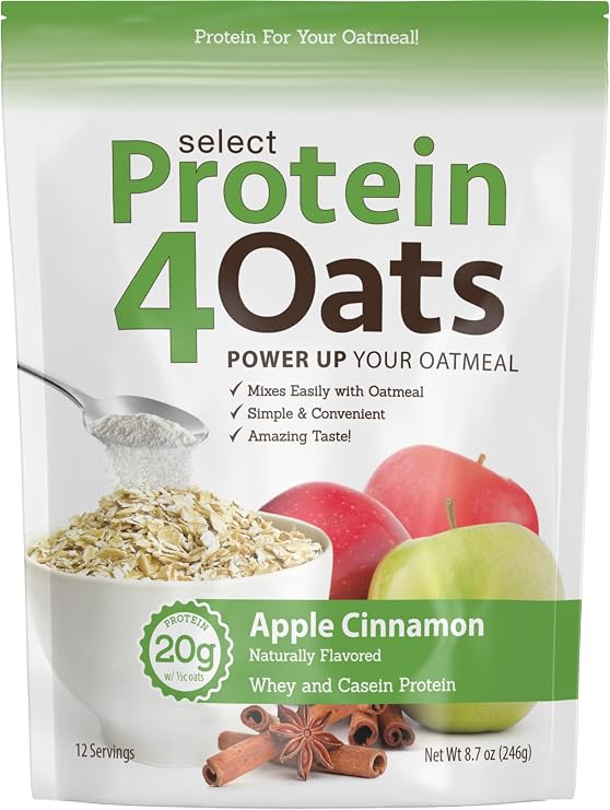 PEScience Protein4Oats Protein for Oatmeal, Apple Cinnamon, 12 Servings