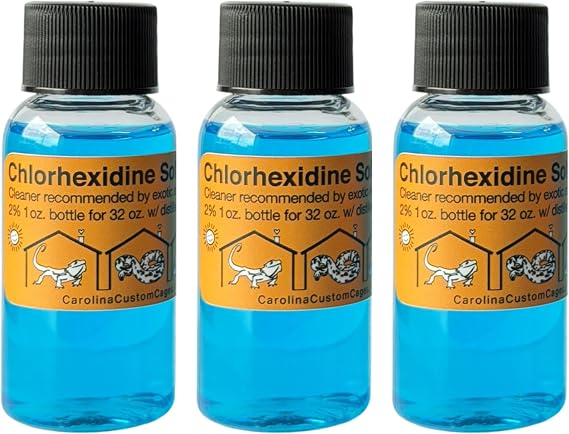 3 Refills of 32 oz Each, Chlorhexidine Solution 2%, Chlorhexidine Cleaning Solution, Chlorhexidine Spray for Reptile Habitats