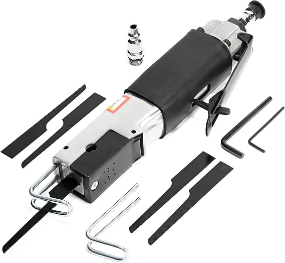 Air Reciprocating Saw Kit, Pneumatic Metal Cutting Saw Tools with 6pcs 24T 32T Blades, Handheld Power Metal Saw, Heavy Duty Aluminum Alloy Saber Saw