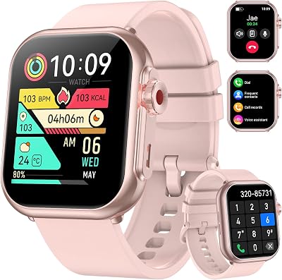 Smart Watch for Men Women, 1000 mAh 100 Day Battery Life, 1.85 Fitness Tracker with Call Function, 110 Sport Modes, Heart Rate, Sleep Monitor Fitness Watch, IP68 Waterproof Gold