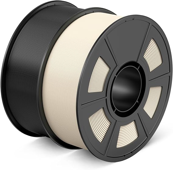 Hyper PLA+ 3D Printer Filament, High Toughness PLA Plus Filament 1.75mm, Enhanced Strength, Compatible with Most FDM 3D Printers, 1kg per Spool, Pack of 2 (Black+Cream White)