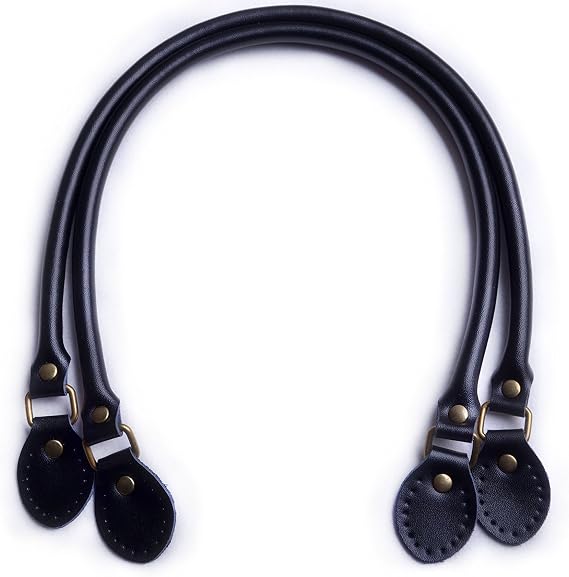 Wento Purse Strap, 19 Inches, Cowhide Leather, Genuine Leather, Soft, Black, Pair
