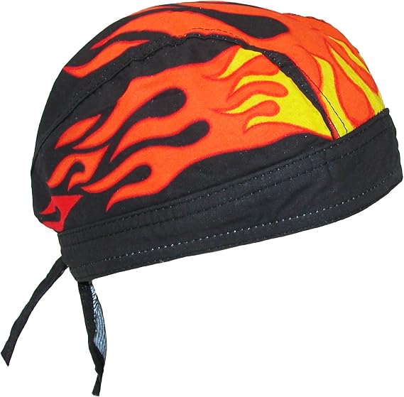 CTM Men's Cotton Lined Flames Do Rag Cap