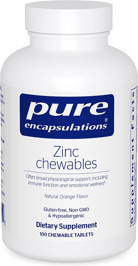 Pure Encapsulations Zinc Chewables, Natural Orange, 100 Chewable Tablets