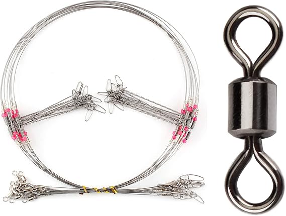 10 Pcs High Low Rig Bottom Rigs (Test 50 Lbs) and 50 Pack Fishing Rolling Barrel Swivel (Test 75 Lbs)