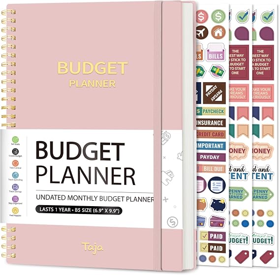 Taja Budget Planner, Undated Budget Book with Expense Tracker, 6.9" x 9.9"