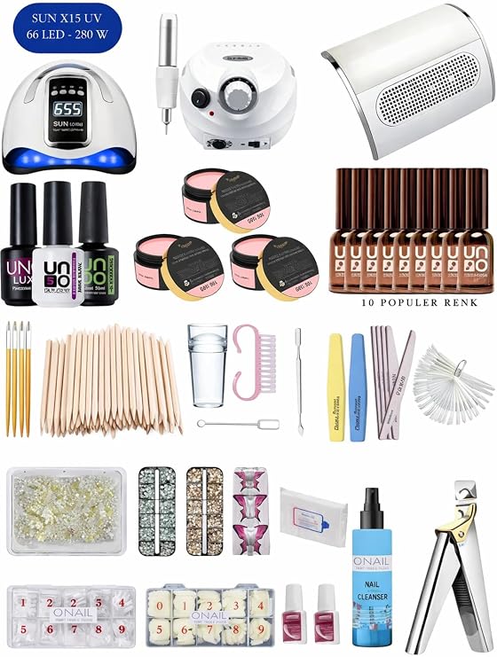 Fontenay Protez Tırnak Seti(Freze Uv/Led Aksesuar Full Parça Set) Beyaz