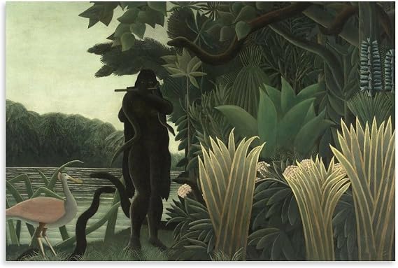 FFYunXia Henri Rousseau Prints Wall Art Paintings Poster The Snake Charmer Wall Art Painting Canvas Gift Living Room Prints Bedroom Decor Artworks Unframe 24x36inch(60x90cm)
