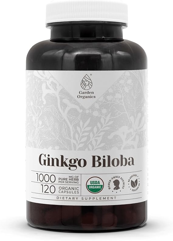 Ginkgo Biloba USDA Organic 120 Capsules | High-Potency Natural Supplement | Certified Organic Vegetarian Capsules and Organic Ginkgo Biloba Dried Leaf (120 Capsules)