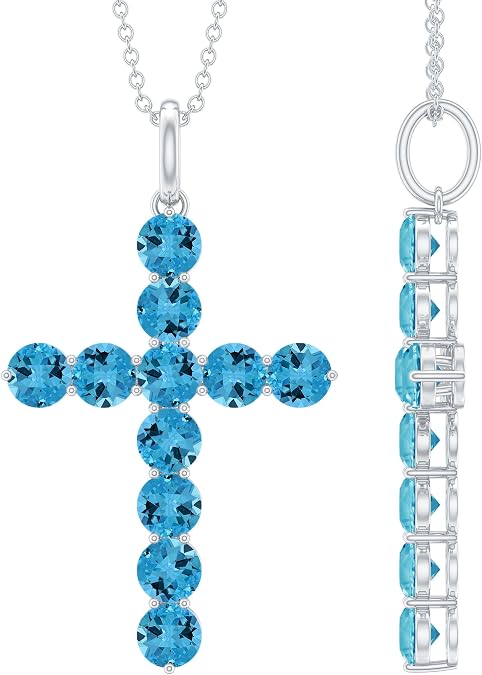 Womens Silver Cross Necklace | AAA Gemstone Quality | With Chain