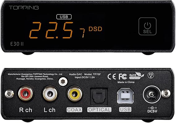 TOPPING E30 HiFi DAC - AK4493 Chips, 32Bit/768kHz Hi-Res Audio, Ultra-Low Noise Power Supply, PCM & DSD Decoding, XMOS XU208 Decoder