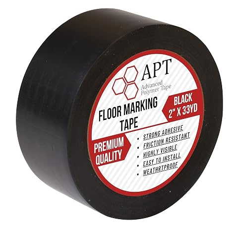APT, Multi Color Marking Tape, Premium Safety Marking and Dance Floor Splicing Tape, 6 mil Thick (Black, 1 Roll)