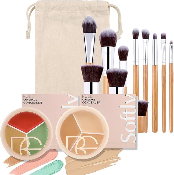 3 Colors Concealer Palette, Cover Makeup Palette, Brightening Contouring Long Wear Color Correcting Cream, Concealer Cream For Covering Spots Dark Circle Blemishes, Waterproof Long-Lasting