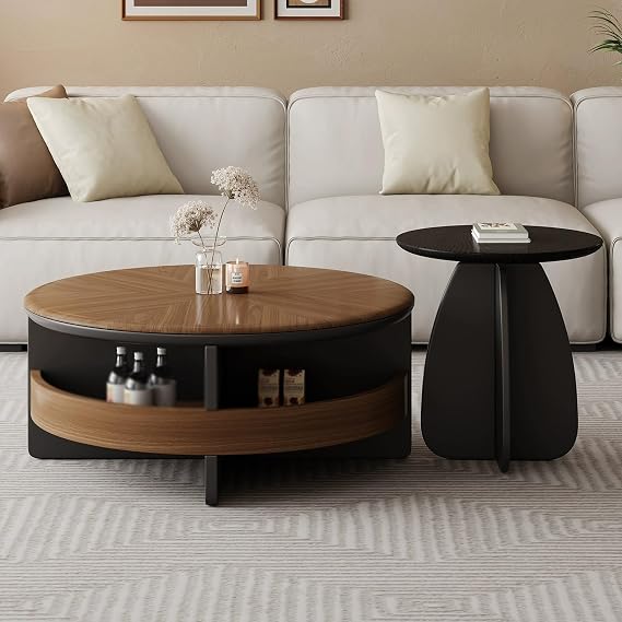 Nesting Coffee Table Set of 2, Ample Storage Space, Easy Assembly, for Living Room Office