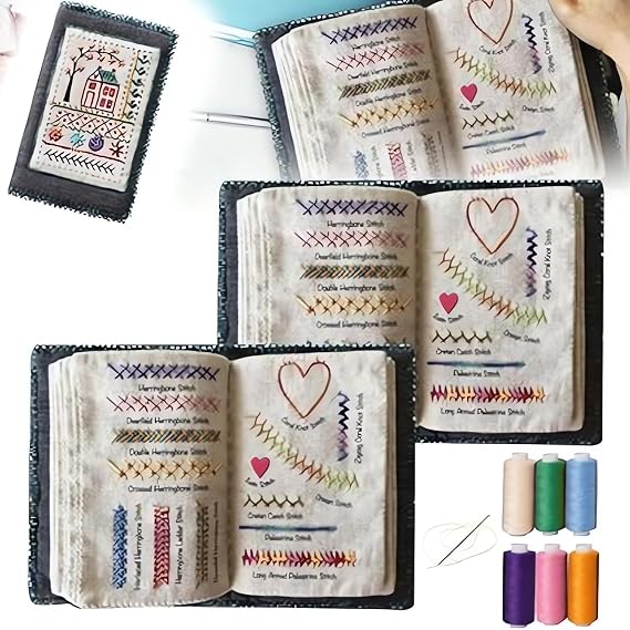 Embroidery Stitch Book Kit, 2026 New Embroidery Book, Complete Sewing Tools & Tutorials for Beginners, Portable DIY Kit with Floral Motifs, Ideal Gift for Craft Lovers & DIY Enthusiasts (2 Sets)