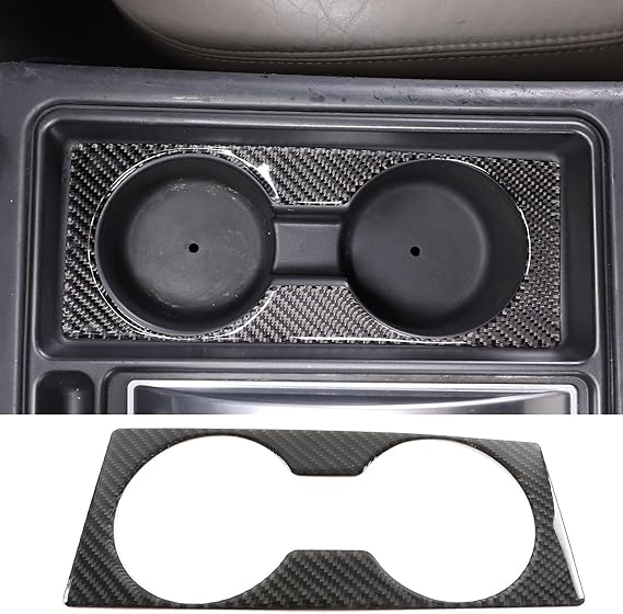 PIUGILH Cup Holder Panel Sticker Compatible with Hummer H2 2003-2007, Carbon Fiber Center Console Water Cup Holder Frame Trim Cover Interior Accessories