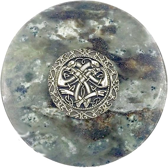 Connemara Genuine Irish Marble/Mullingar Pewter Paperweight Serpent Weave Celtic Design