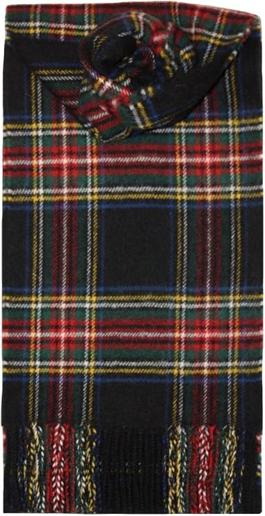 Stewart Black Tartan Scarf Modern Lambswool