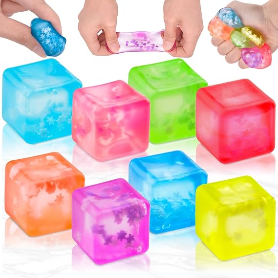 8Pcs Squishy Cube,Cube Squishy Fidget Toys, Stress Balls for Kids and Adults, Sensory Squeeze Toys for Anxiety Stress Relief for Family or Friend Gift Party