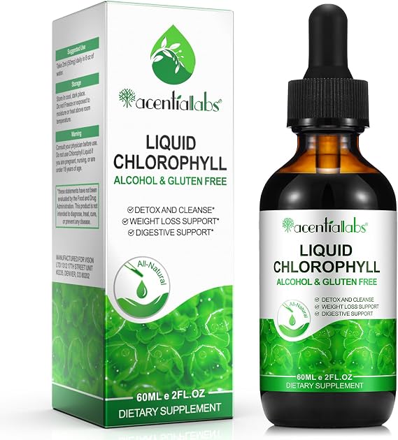 Chlorophyll Liquid Drops for Water, 60ml, High Strength Chlorophyll Liquid, Supports for Body Cleansing, Promoting Skin Health & Digestion, Men & Women, Mint Flavor