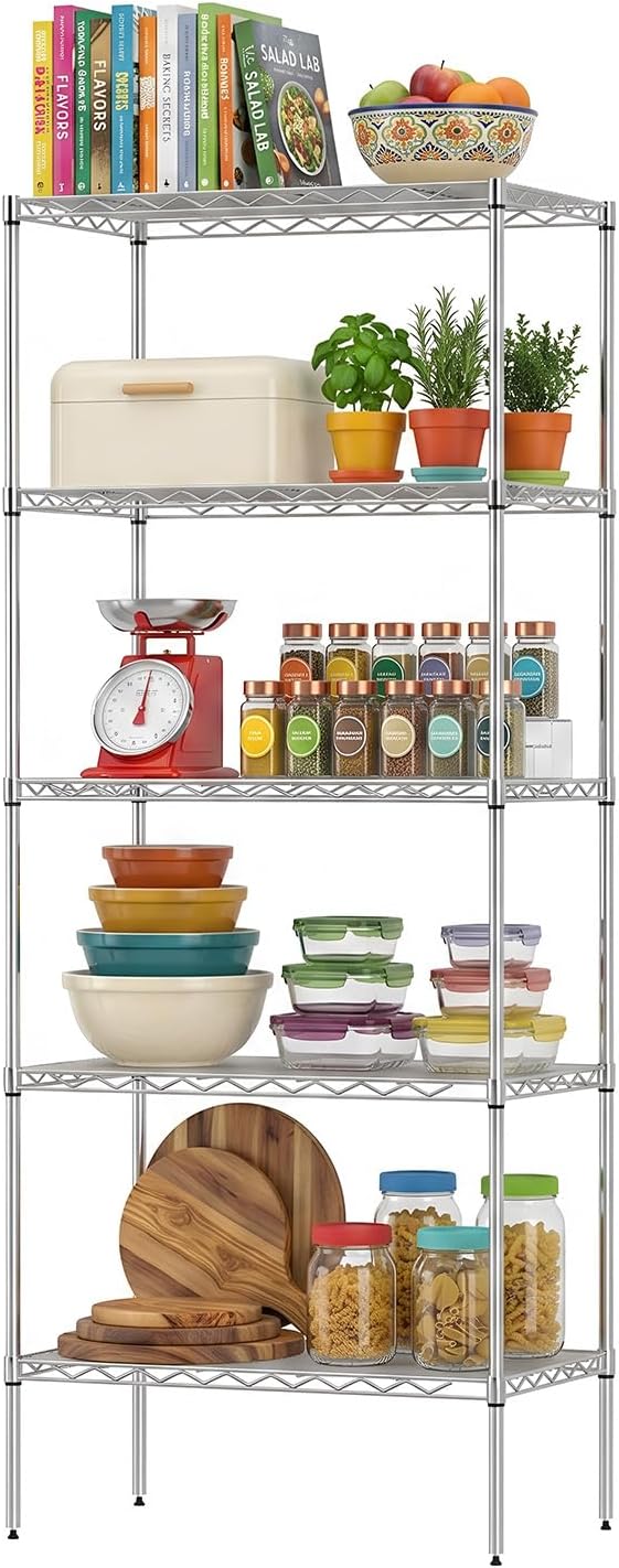 BestOffice | 5-Tier Wire Shelf | 14" x 24" x 60" | Chrome
