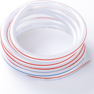 Eoiips 1-14 ID PVC Braided Clear Flexible Vinyl Tubing, 1-14 ID x 1-58 OD Heavy Duty Reinforced Vinyl Hose Tube for Water, Oil & Liquid Transfer, 8FT