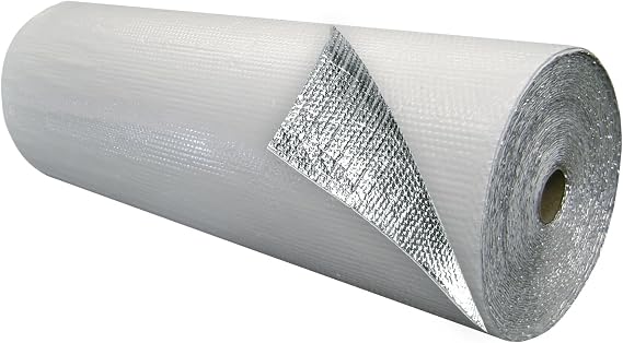 EcoFoil Single Bubble Insulation Roll 48" x 125' (500 sq. ft.), 3.175mm Thick, White/Foil, Made-in-USA Single Bubble Reflective Foil Insulation Roll Reflects 96% Radiant Heat, Radiant Barrier