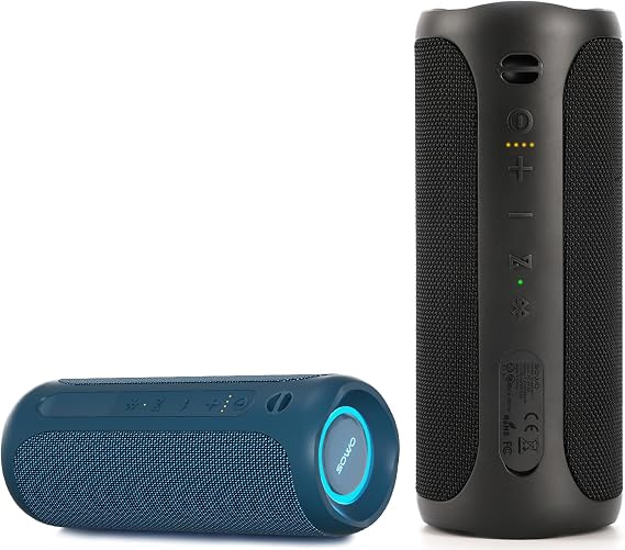 Wireless Waterproof Bluetooth Speaker - Portable Speaker Loud with Built-in Subwoofer and Tweeter, Extra Bass, Stereo Sound, IP67, Colorful Lights for Party, Outdoor, Camping