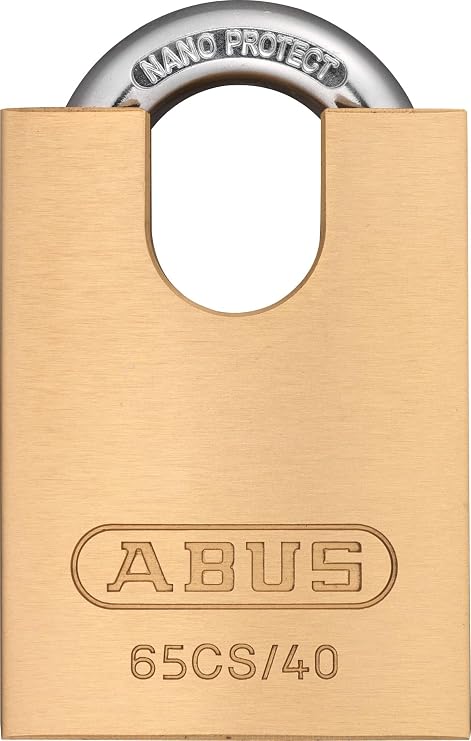 ABUS Brass Padlock 65CS/40 - Hardened Steel Shackle, Security Level 4
