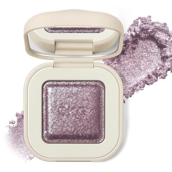 Plum Mauve Purple Glitter Eyeshadow, Duochrome Iridescent Shimmer Metallic Eye Shadow Palette, Half Magic Holographic Sparkling Long Wearing Inner Corner Eye Brightener Makeup