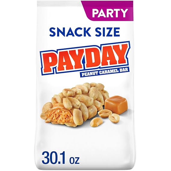PAYDAY Peanut Caramel Snack Size, Kosher, Candy Party Pack, 30.1 oz