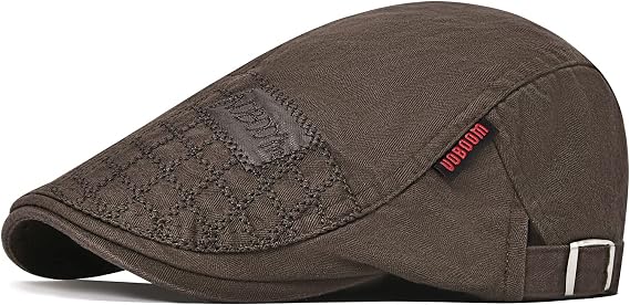 VOBOOM Men Cotton Adjustable Newsboy Beret Ivy Cap Cabbie Flat Hat
