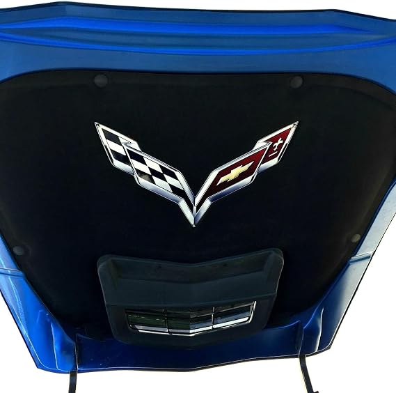 C7 Corvette Stingray Crossed Flag Metal Under Hood Emblem Fits: 2014 Thru 2019
