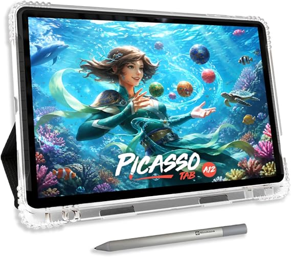 PicassoTab 12" Standalone Drawing Tablet, No Computer Needed, Portable -A12 | 6 Bonus Items, 4096 Level Pen, PRO apps, Laminated 2K Screen, Octa-core CPU, 6GB+128GB, Android 15, Designed for PRO Artists
