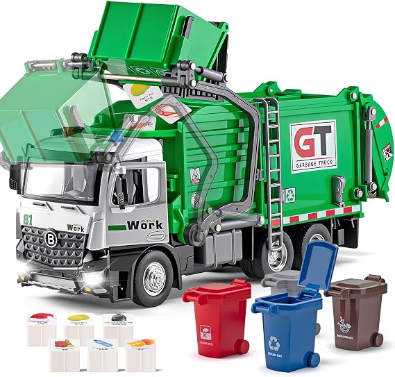 HAPYAD Garbage Truck Toys Metal Cab, Trash Truck Toy for Toddlers Boys Kids