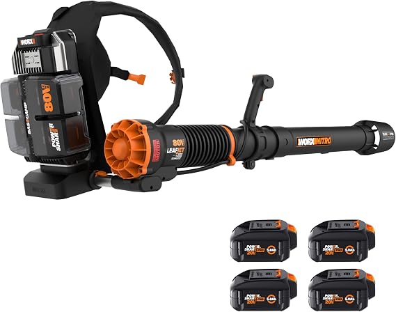 WORX Backpack Leaf Blower, 80V Electric Blower for Heavy-Duty Tasks, WG572