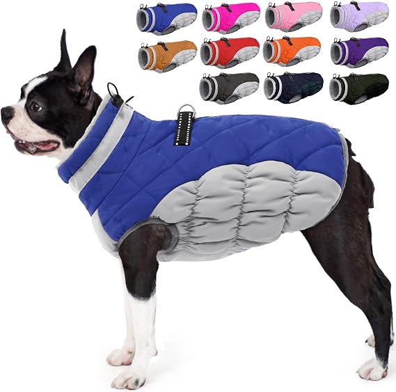 AOFITEE Small Dog Coat Waterproof Dog Winter Jacket with Harness Built in