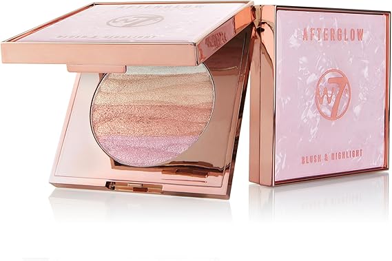W7 Afterglow Blusher and Highlight Compact - Pink and Gold