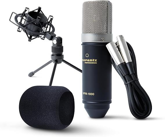 Marantz Professional MPM-1000 - Studio Recording Condenser XLR Microphone with Desktop Stand and Cable – For Podcast and Streaming Projects